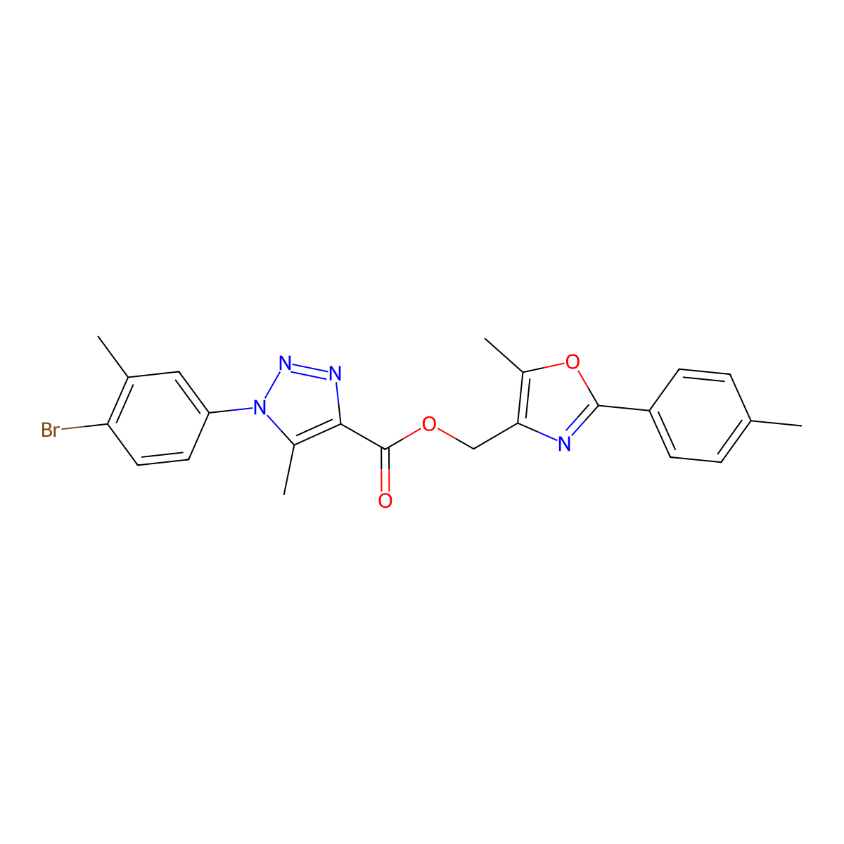 [5-methyl-2-(4-methylphenyl)-1,3-oxazol-4-yl]methyl 1-(4-bromo-3-methylphenyl)-5-methyl-1H-1,2,3-triazole-4-carboxylate molecular structure, CAS 1223910-19-7