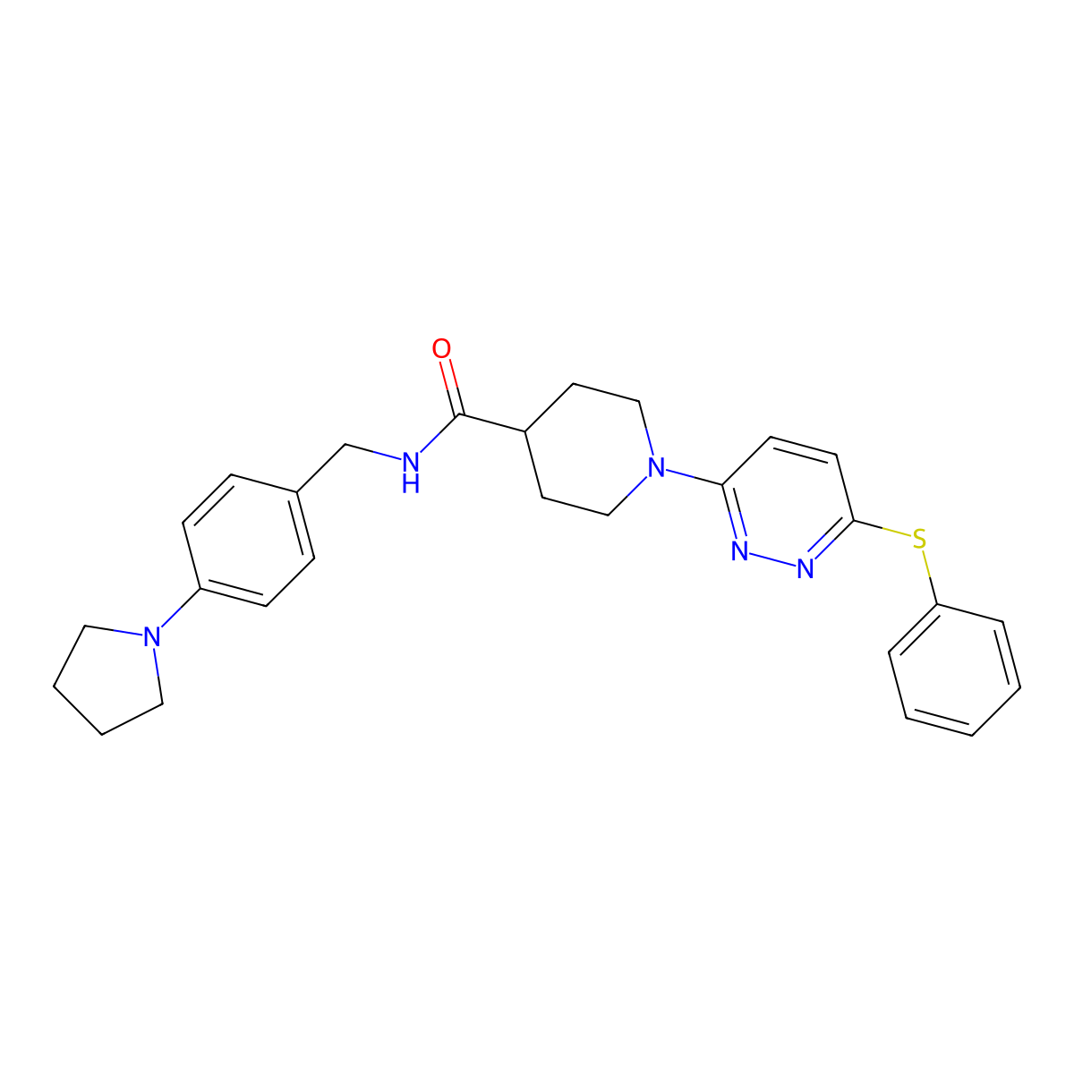1-[6-(phenylsulfanyl)pyridazin-3-yl]-N-{[4-(pyrrolidin-1-yl)phenyl]methyl}piperidine-4-carboxamide molecular structure, CAS 1223910-41-5