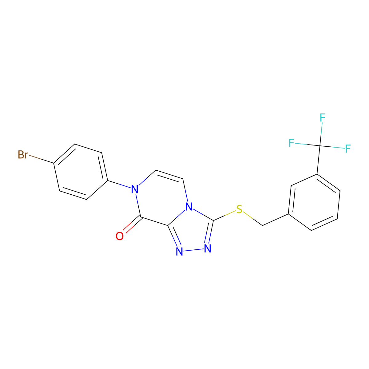 7-(4-bromophenyl)-3-((3-(trifluoromethyl)benzyl)thio)-[1,2,4]triazolo[4,3-a]pyrazin-8(7H)-one molecular structure, CAS 1223912-18-2