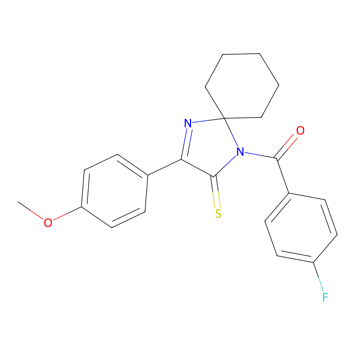 1-(4-Fluorobenzoyl)-3-(4-methoxyphenyl)-1,4-diazaspiro[4.5]dec-3-ene-2-thione molecular structure, CAS 1223914-43-9