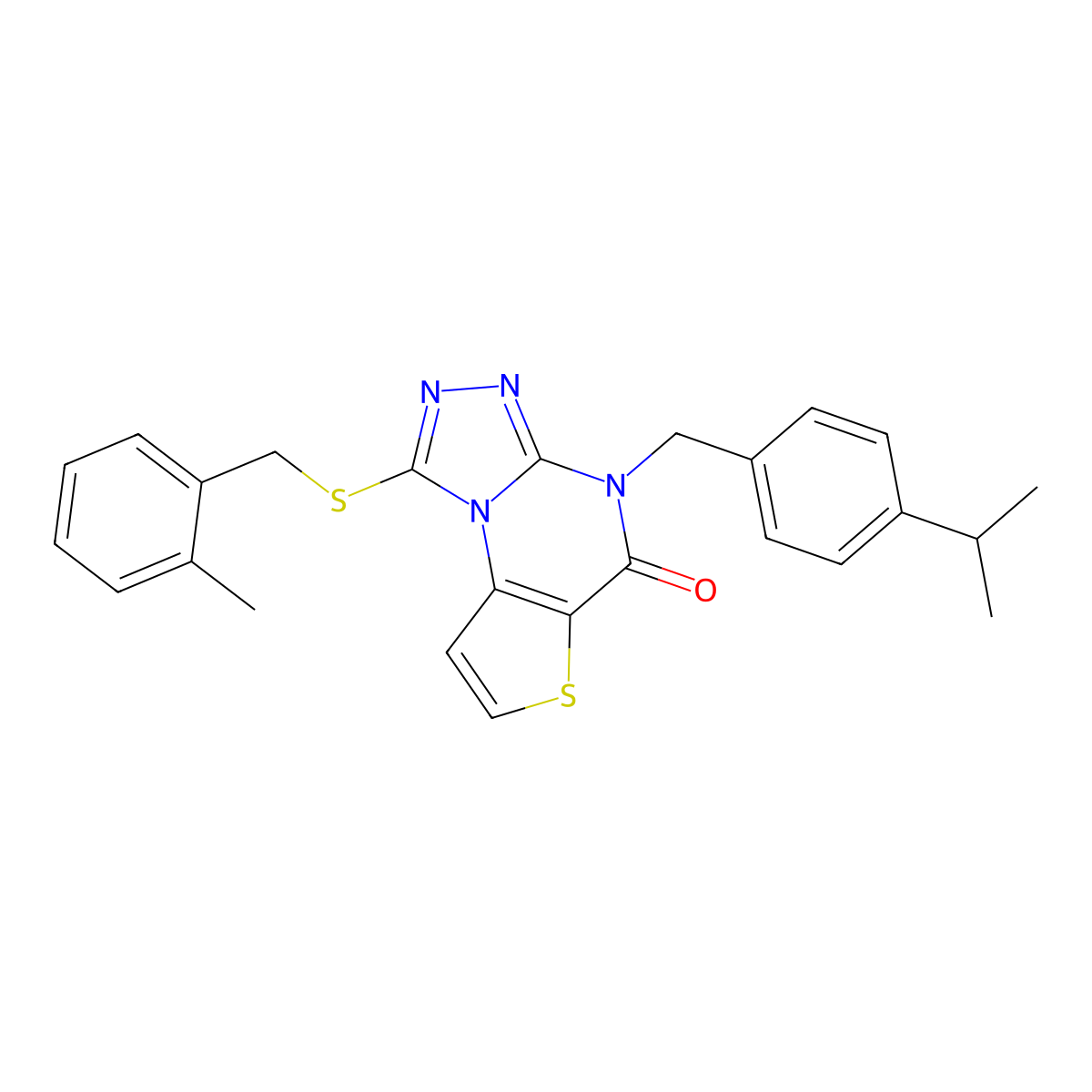 4-(4-isopropylbenzyl)-1-((2-methylbenzyl)thio)thieno[2,3-e][1,2,4]triazolo[4,3-a]pyrimidin-5(4H)-one molecular structure, CAS 1223914-69-9
