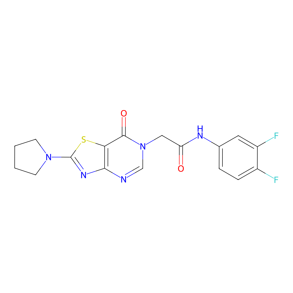 N-(3,4-difluorophenyl)-2-(7-oxo-2-(pyrrolidin-1-yl)thiazolo[4,5-d]pyrimidin-6(7H)-yl)acetamide molecular structure, CAS 1223915-54-5