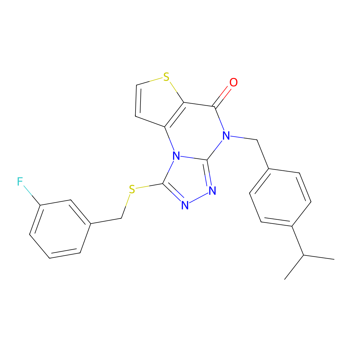 1-((3-fluorobenzyl)thio)-4-(4-isopropylbenzyl)thieno[2,3-e][1,2,4]triazolo[4,3-a]pyrimidin-5(4H)-one molecular structure, CAS 1223915-74-9