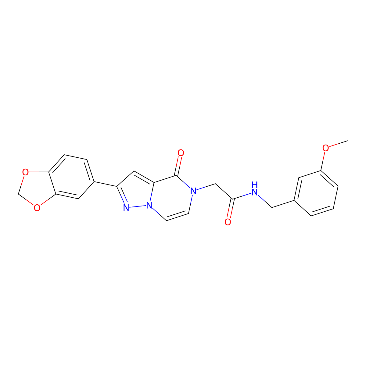 2-[2-(1,3-benzodioxol-5-yl)-4-oxopyrazolo[1,5-a]pyrazin-5(4H)-yl]-N-(3-methoxybenzyl)acetamide molecular structure, CAS 1223916-30-0