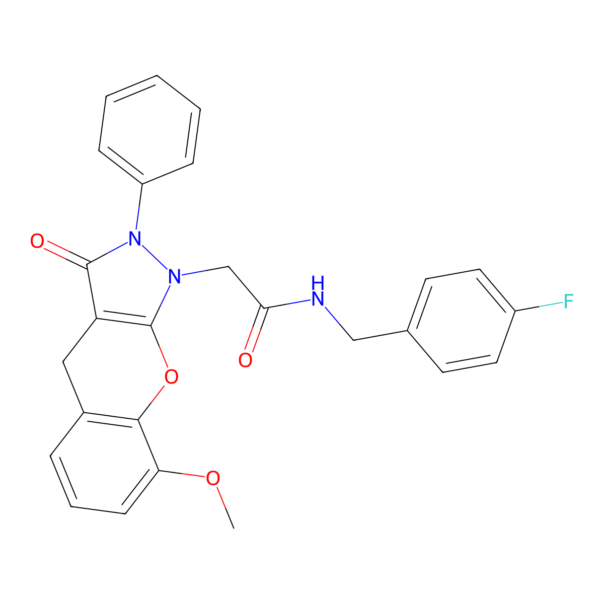 N-(4-fluorobenzyl)-2-(8-methoxy-3-oxo-2-phenyl-2,3-dihydrochromeno[2,3-c]pyrazol-1(4H)-yl)acetamide molecular structure, CAS 1223917-21-2