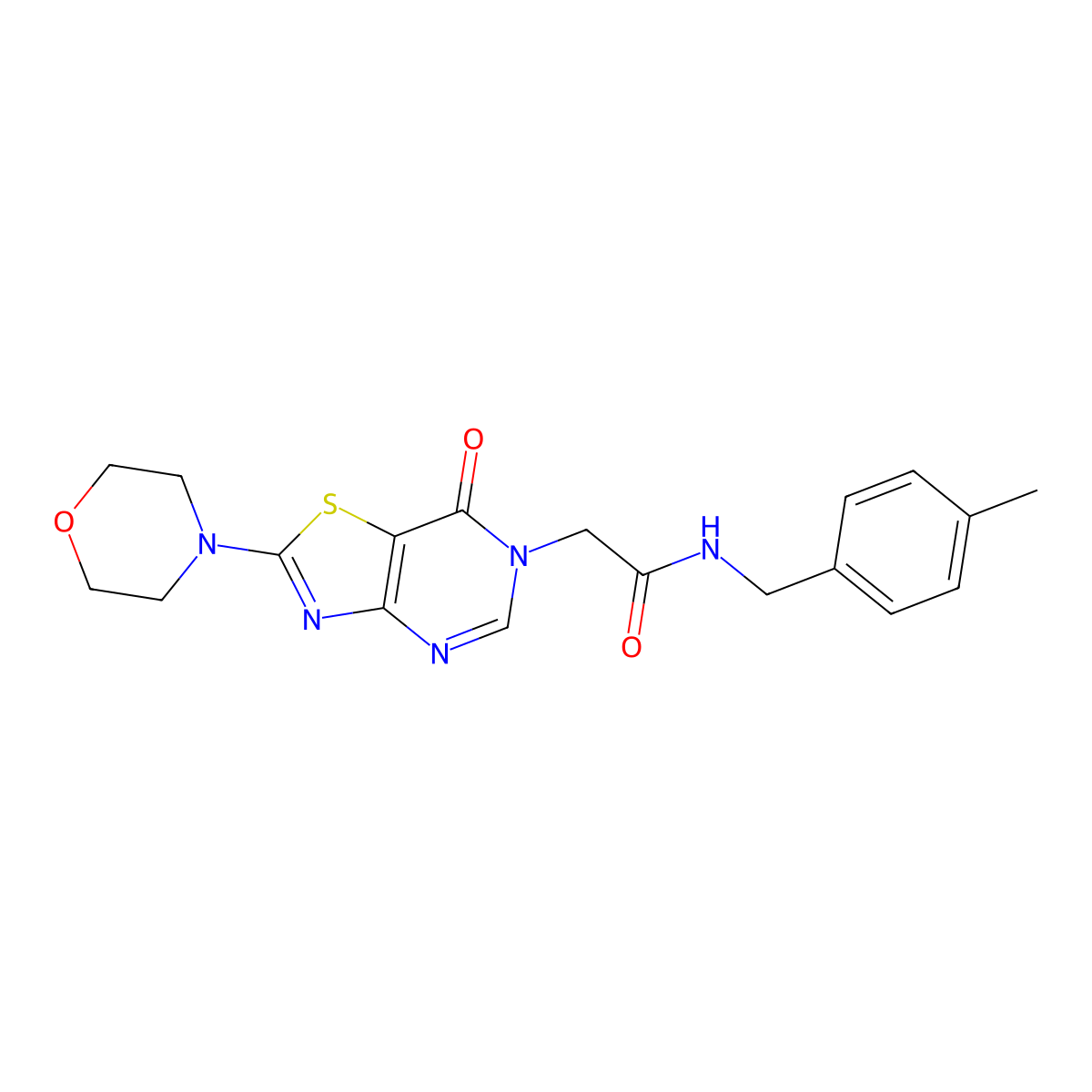 N-(4-methylbenzyl)-2-(2-morpholino-7-oxothiazolo[4,5-d]pyrimidin-6(7H)-yl)acetamide molecular structure, CAS 1223917-96-1