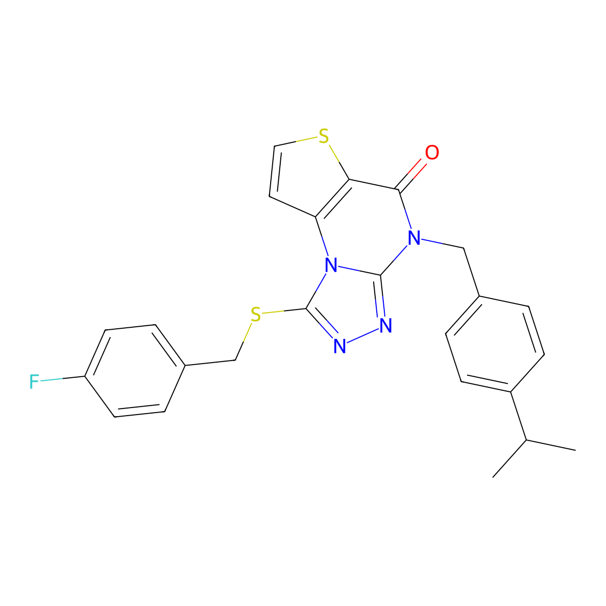 1-((4-fluorobenzyl)thio)-4-(4-isopropylbenzyl)thieno[2,3-e][1,2,4]triazolo[4,3-a]pyrimidin-5(4H)-one molecular structure, CAS 1223918-56-6