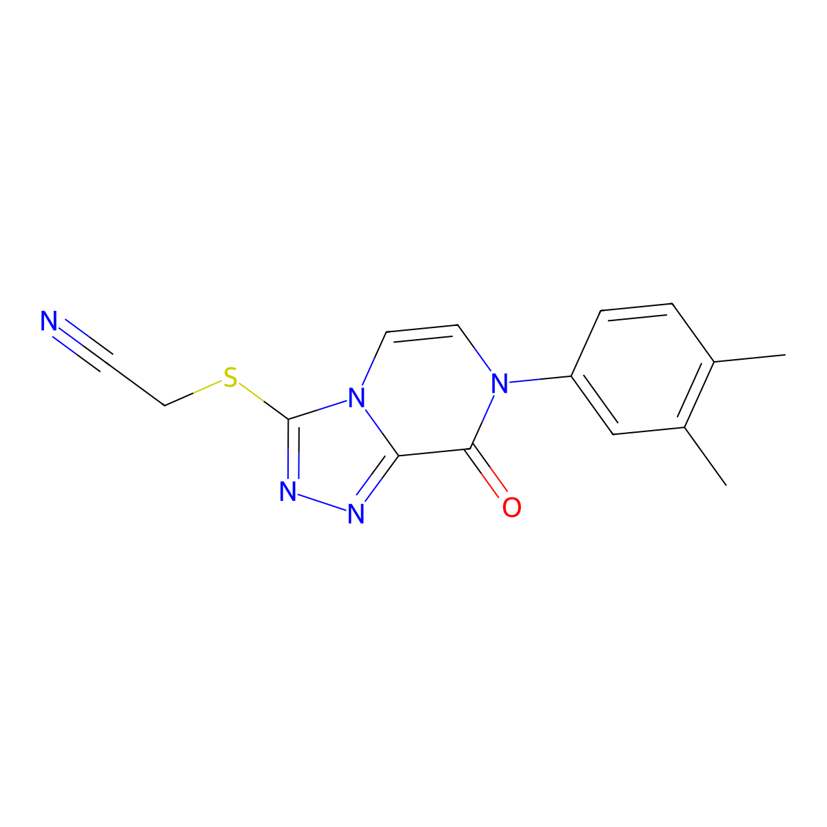 {[7-(3,4-Dimethylphenyl)-8-oxo-7,8-dihydro[1,2,4]triazolo[4,3-a]pyrazin-3-yl]thio}acetonitrile molecular structure, CAS 1223918-81-7
