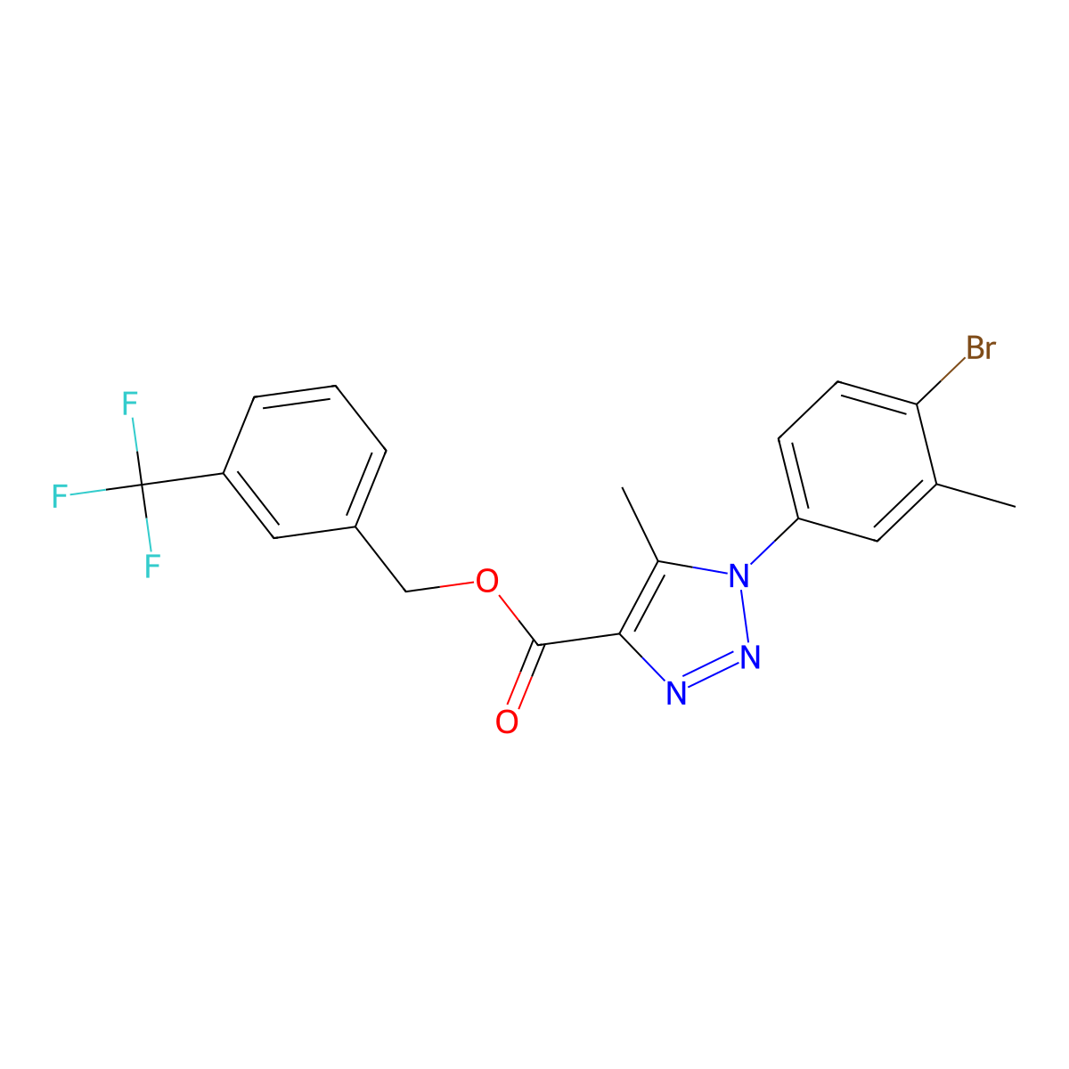 3-(trifluoromethyl)benzyl 1-(4-bromo-3-methylphenyl)-5-methyl-1H-1,2,3-triazole-4-carboxylate molecular structure, CAS 1223921-18-3