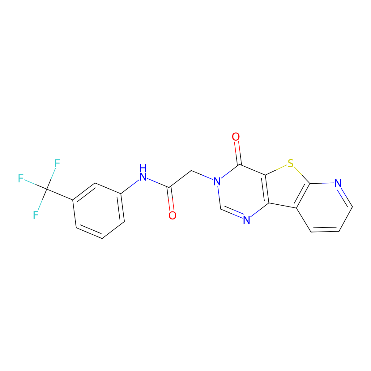 2-{6-oxo-8-thia-3,5,10-triazatricyclo[7.4.0.0^{2,7}]trideca-1(9),2(7),3,10,12-pentaen-5-yl}-N-[3-(trifluoromethyl)phenyl]acetamide molecular structure, CAS 1223921-36-5