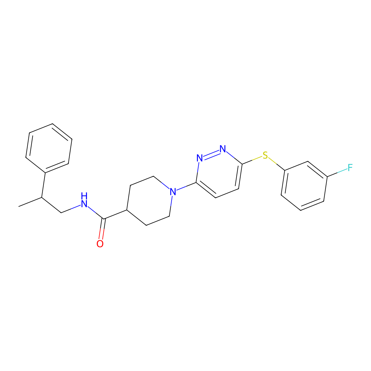 1-(6-((3-fluorophenyl)thio)pyridazin-3-yl)-N-(2-phenylpropyl)piperidine-4-carboxamide molecular structure, CAS 1223922-38-0