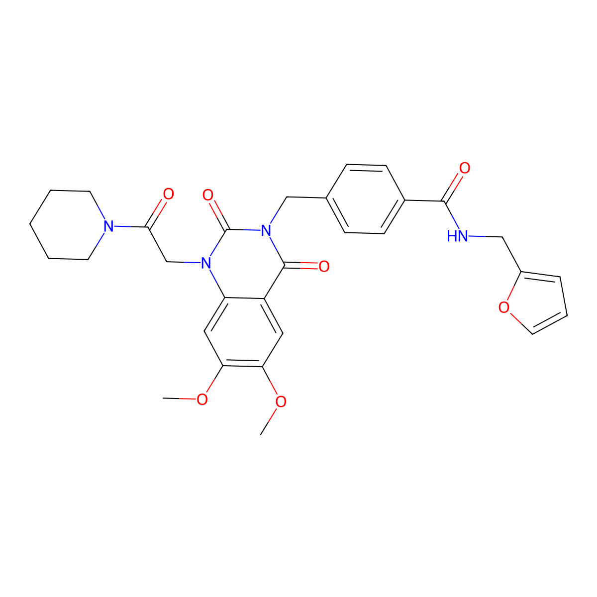 4-((6,7-dimethoxy-2,4-dioxo-1-(2-oxo-2-(piperidin-1-yl)ethyl)-1,2-dihydroquinazolin-3(4H)-yl)methyl)-N-(furan-2-ylmethyl)benzamide molecular structure, CAS 1223923-18-9