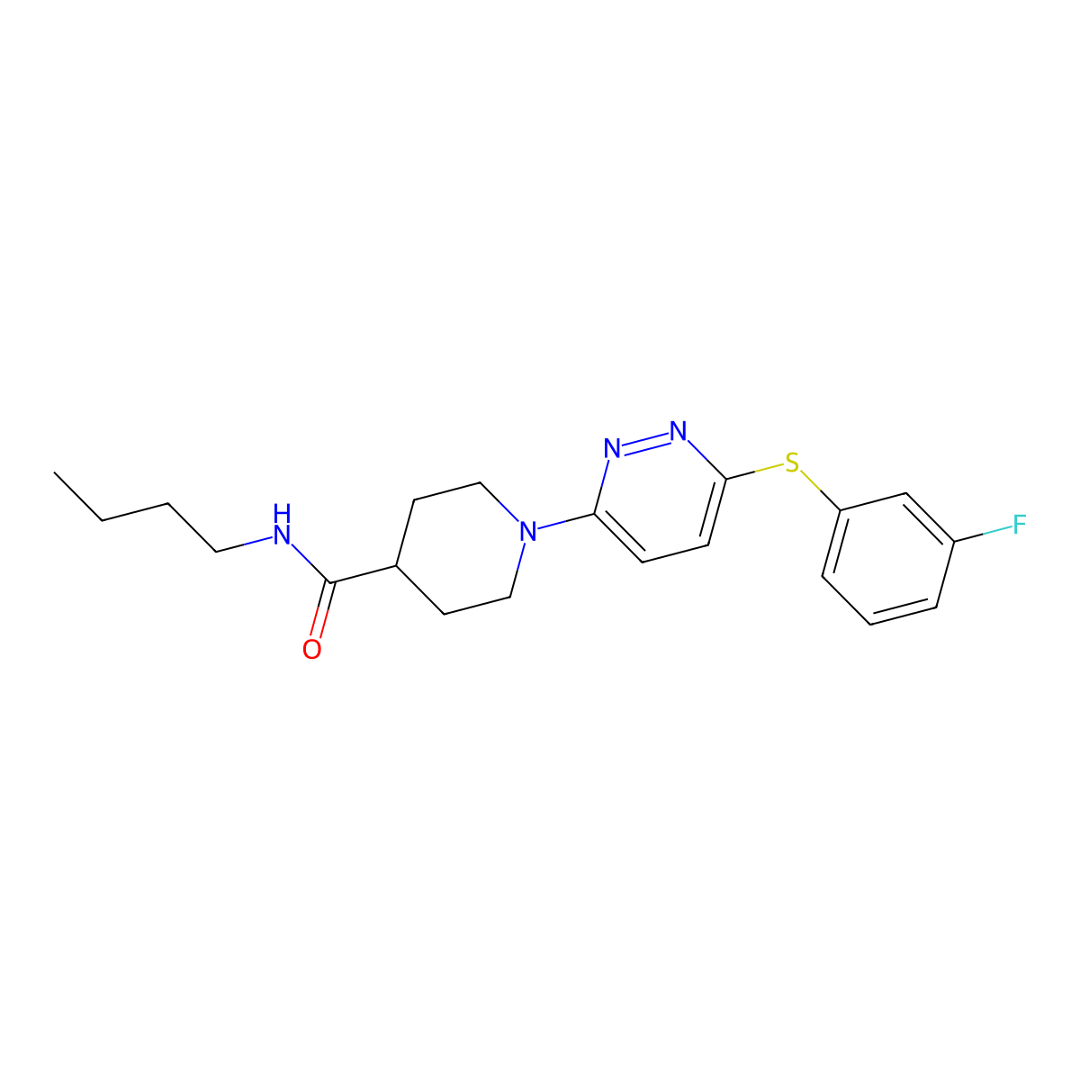 N-butyl-1-(6-((3-fluorophenyl)thio)pyridazin-3-yl)piperidine-4-carboxamide molecular structure, CAS 1223923-57-6