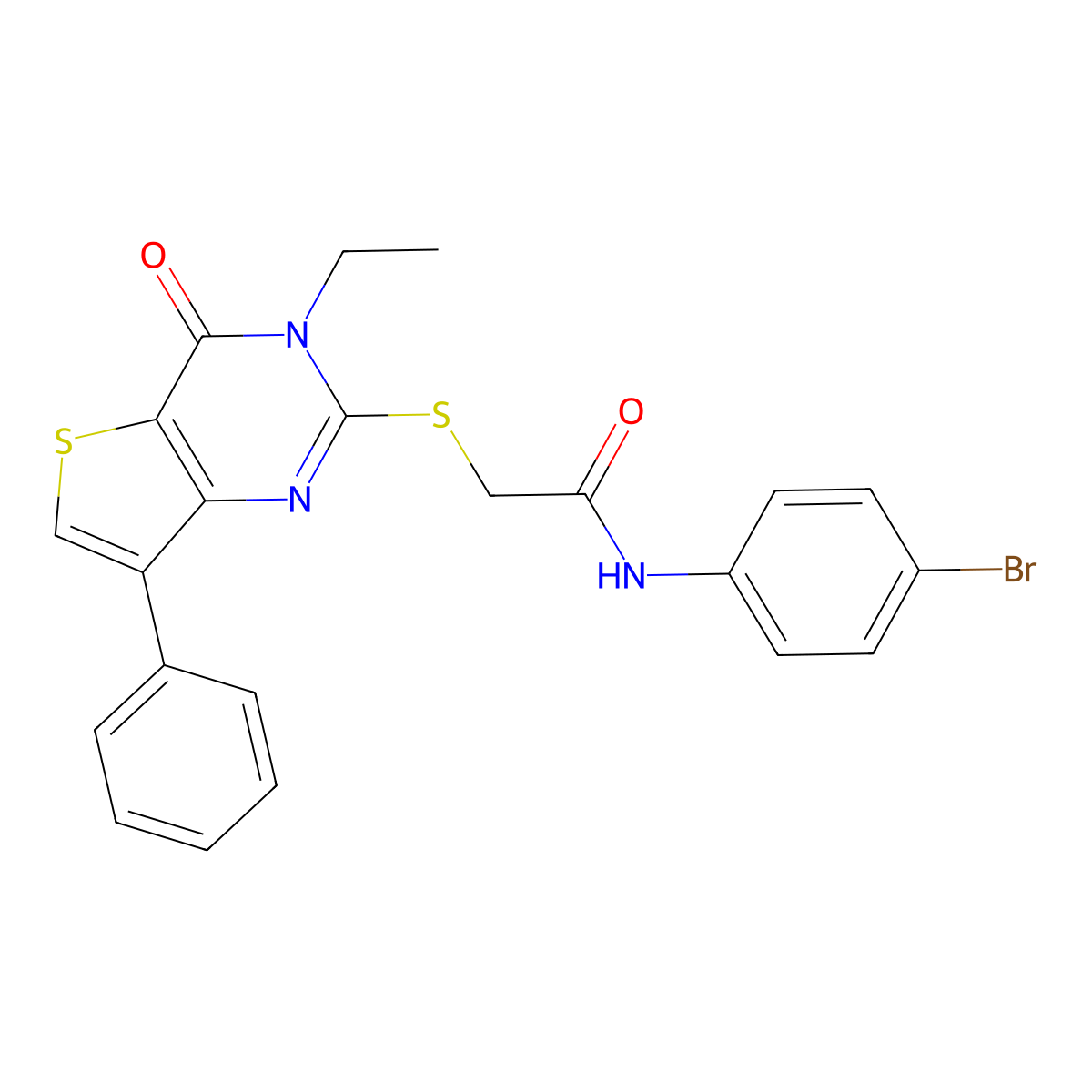 N-(4-bromophenyl)-2-[(3-ethyl-4-oxo-7-phenyl-3,4-dihydrothieno[3,2-d]pyrimidin-2-yl)thio]acetamide molecular structure, CAS 1223924-08-0