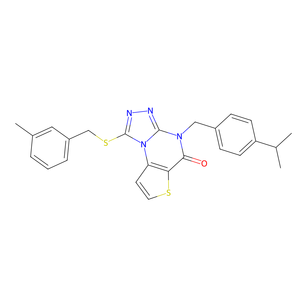 4-(4-isopropylbenzyl)-1-((3-methylbenzyl)thio)thieno[2,3-e][1,2,4]triazolo[4,3-a]pyrimidin-5(4H)-one molecular structure, CAS 1223924-77-3