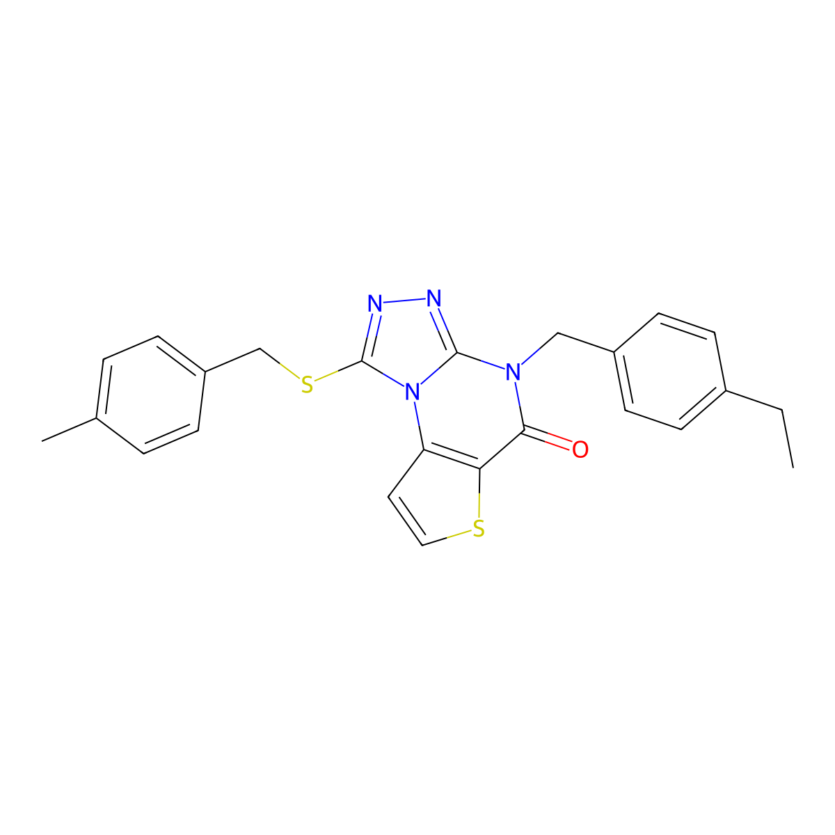 4-(4-ethylbenzyl)-1-((4-methylbenzyl)thio)thieno[2,3-e][1,2,4]triazolo[4,3-a]pyrimidin-5(4H)-one molecular structure, CAS 1223925-06-1
