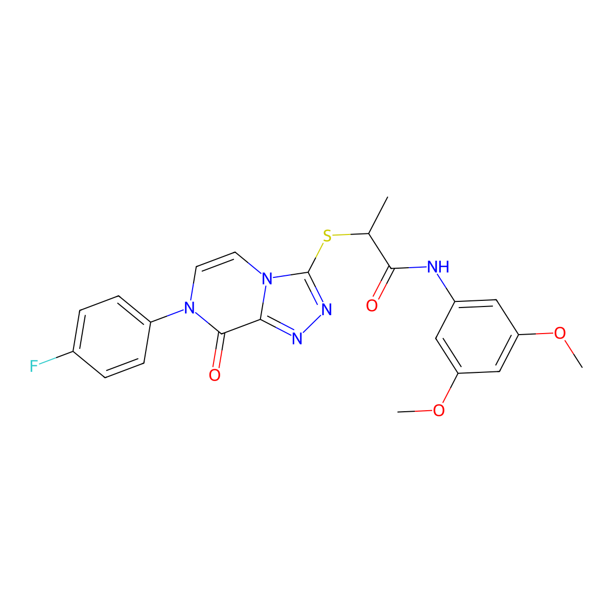 N-(3,5-dimethoxyphenyl)-2-{[7-(4-fluorophenyl)-8-oxo-7,8-dihydro[1,2,4]triazolo[4,3-a]pyrazin-3-yl]thio}propanamide molecular structure, CAS 1223925-52-7