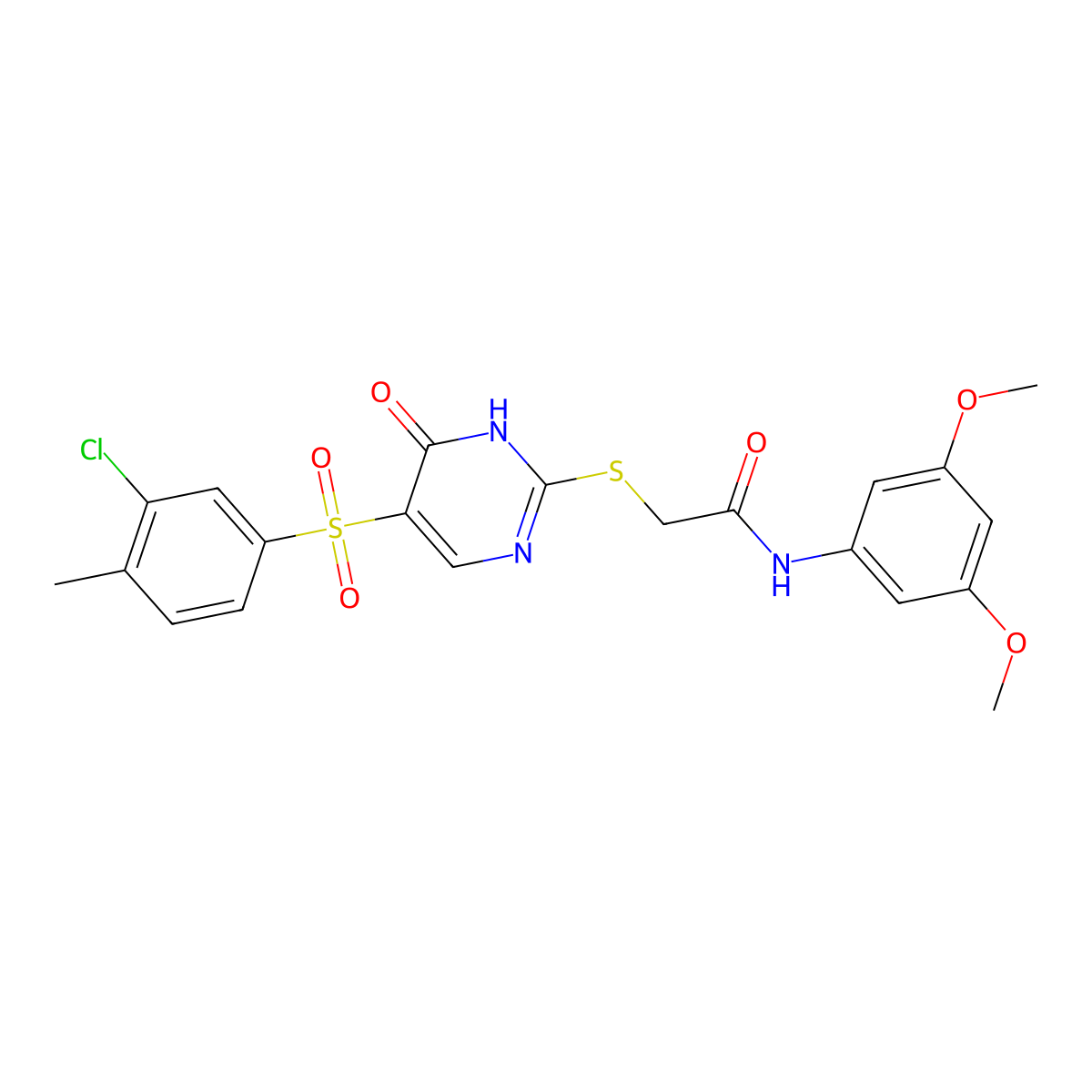 2-((5-((3-chloro-4-methylphenyl)sulfonyl)-6-oxo-1,6-dihydropyrimidin-2-yl)thio)-N-(3,5-dimethoxyphenyl)acetamide molecular structure, CAS 1223925-95-8