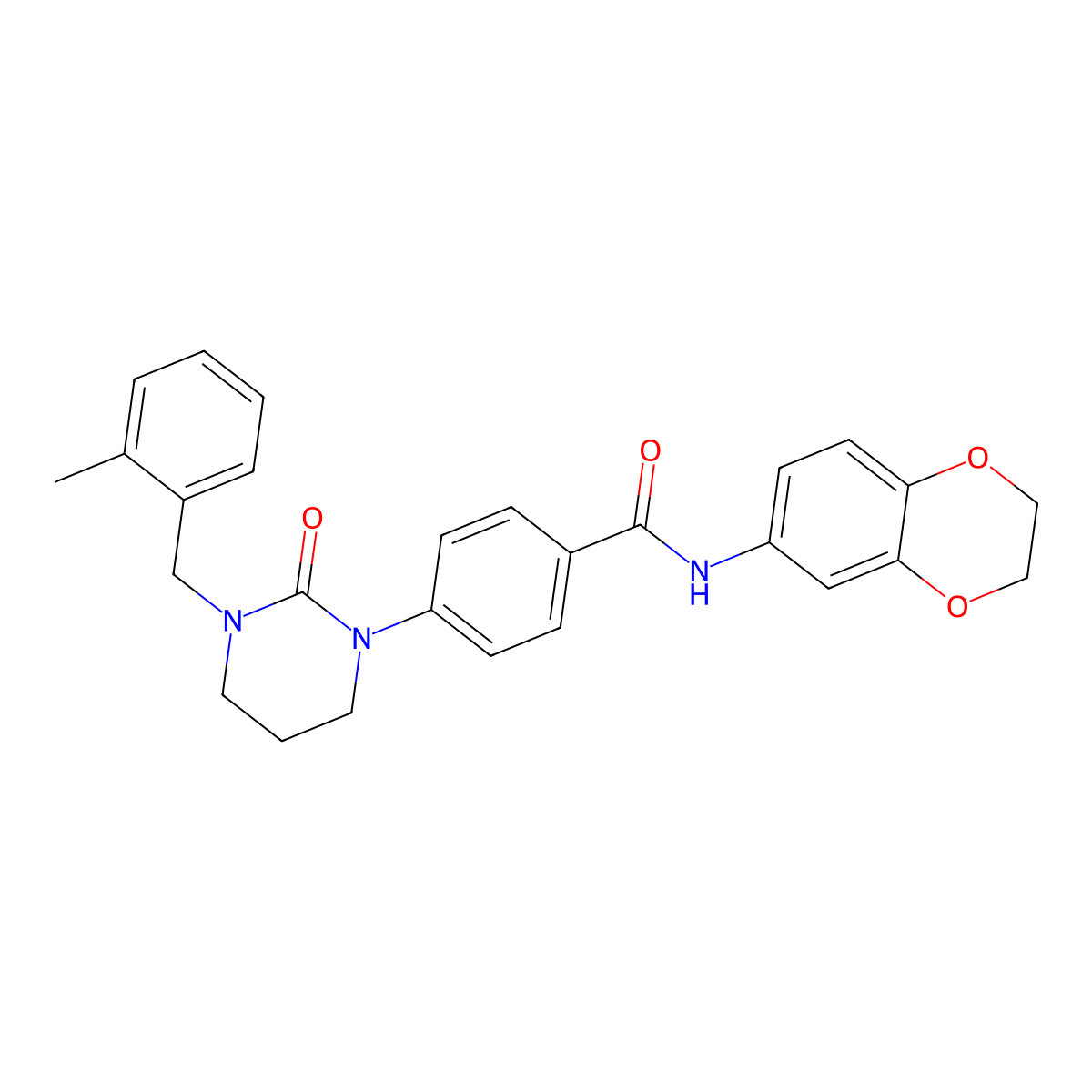 N-(2,3-Dihydrobenzo[b][1,4]dioxin-6-yl)-4-(3-(2-methylbenzyl)-2-oxotetrahydropyrimidin-1(2H)-yl)benzamide molecular structure, CAS 1223926-04-2