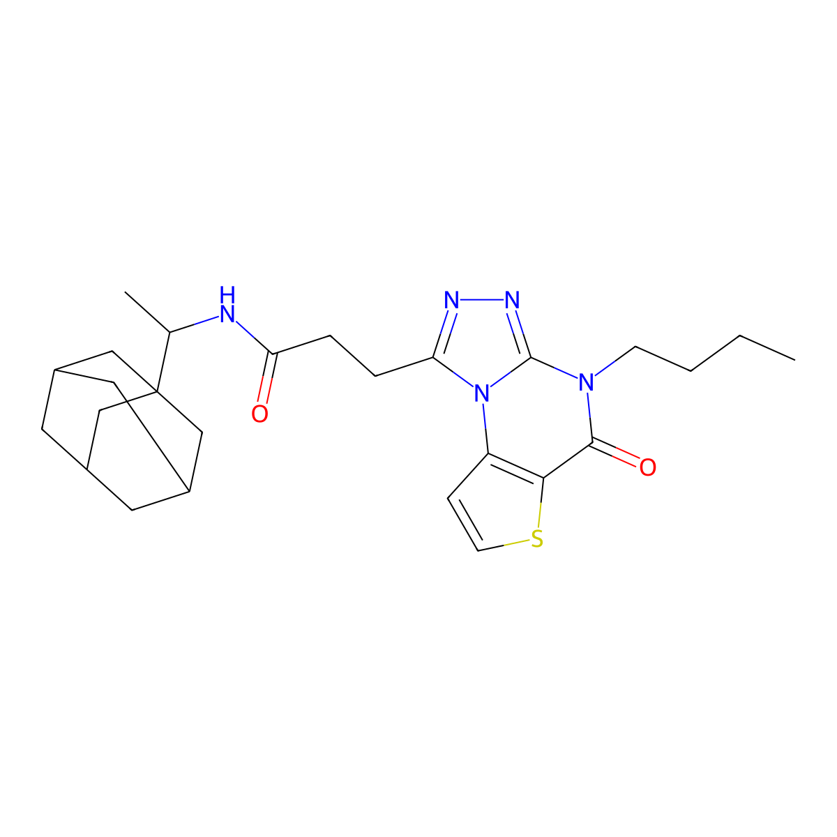 N-(1-((3r,5r,7r)-adamantan-1-yl)ethyl)-3-(4-butyl-5-oxo-4,5-dihydrothieno[2,3-e][1,2,4]triazolo[4,3-a]pyrimidin-1-yl)propanamide molecular structure, CAS 1223928-24-2