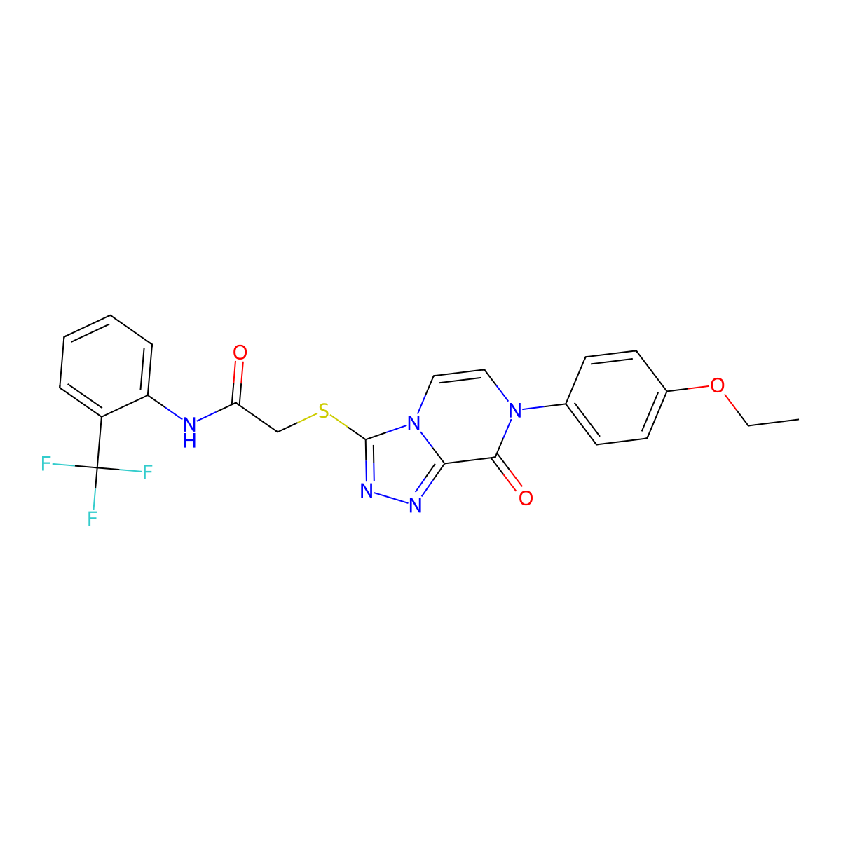 2-{[7-(4-ethoxyphenyl)-8-oxo-7H,8H-[1,2,4]triazolo[4,3-a]pyrazin-3-yl]sulfanyl}-N-[2-(trifluoromethyl)phenyl]acetamide molecular structure, CAS 1223929-10-9