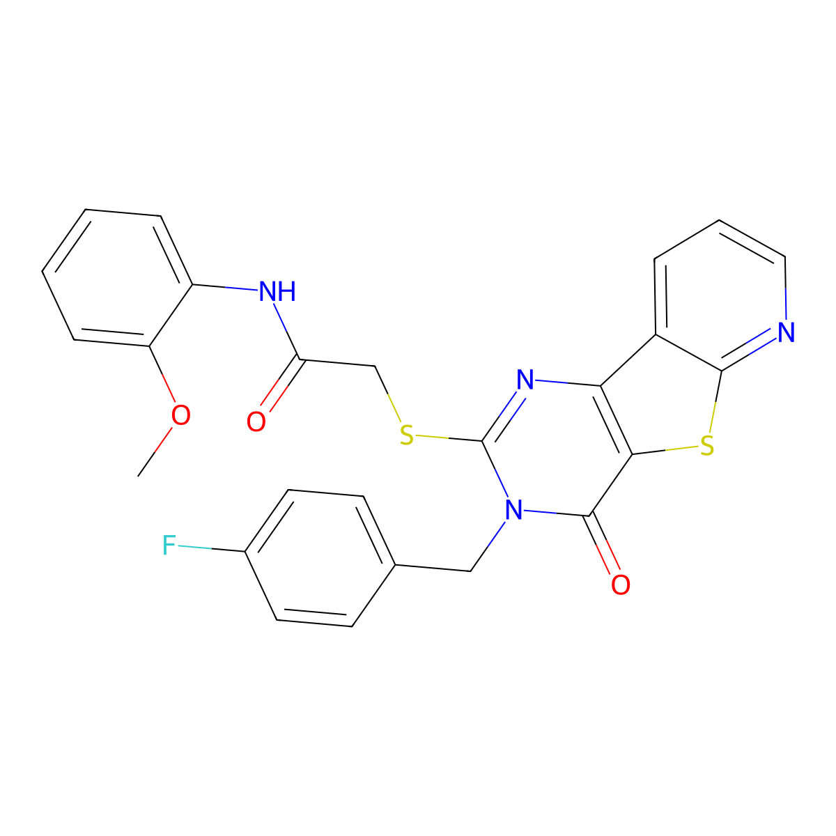 2-((3-(4-fluorobenzyl)-4-oxo-3,4-dihydropyrido[3',2':4,5]thieno[3,2-d]pyrimidin-2-yl)thio)-N-(2-methoxyphenyl)acetamide molecular structure, CAS 1223929-11-0