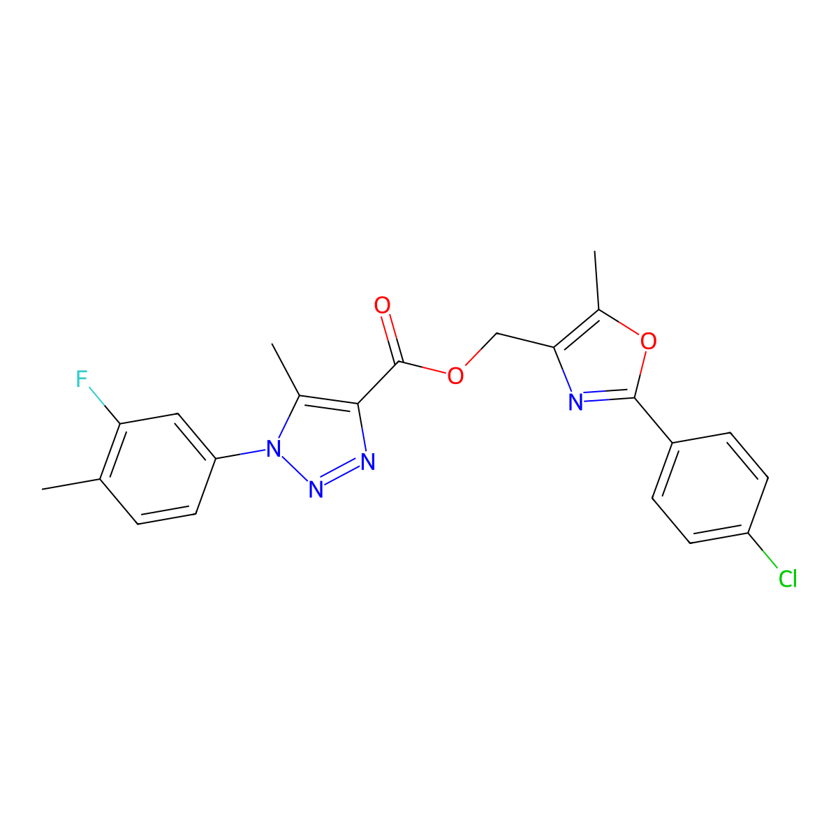 [2-(4-chlorophenyl)-5-methyl-1,3-oxazol-4-yl]methyl 1-(3-fluoro-4-methylphenyl)-5-methyl-1H-1,2,3-triazole-4-carboxylate molecular structure, CAS 1223929-53-0