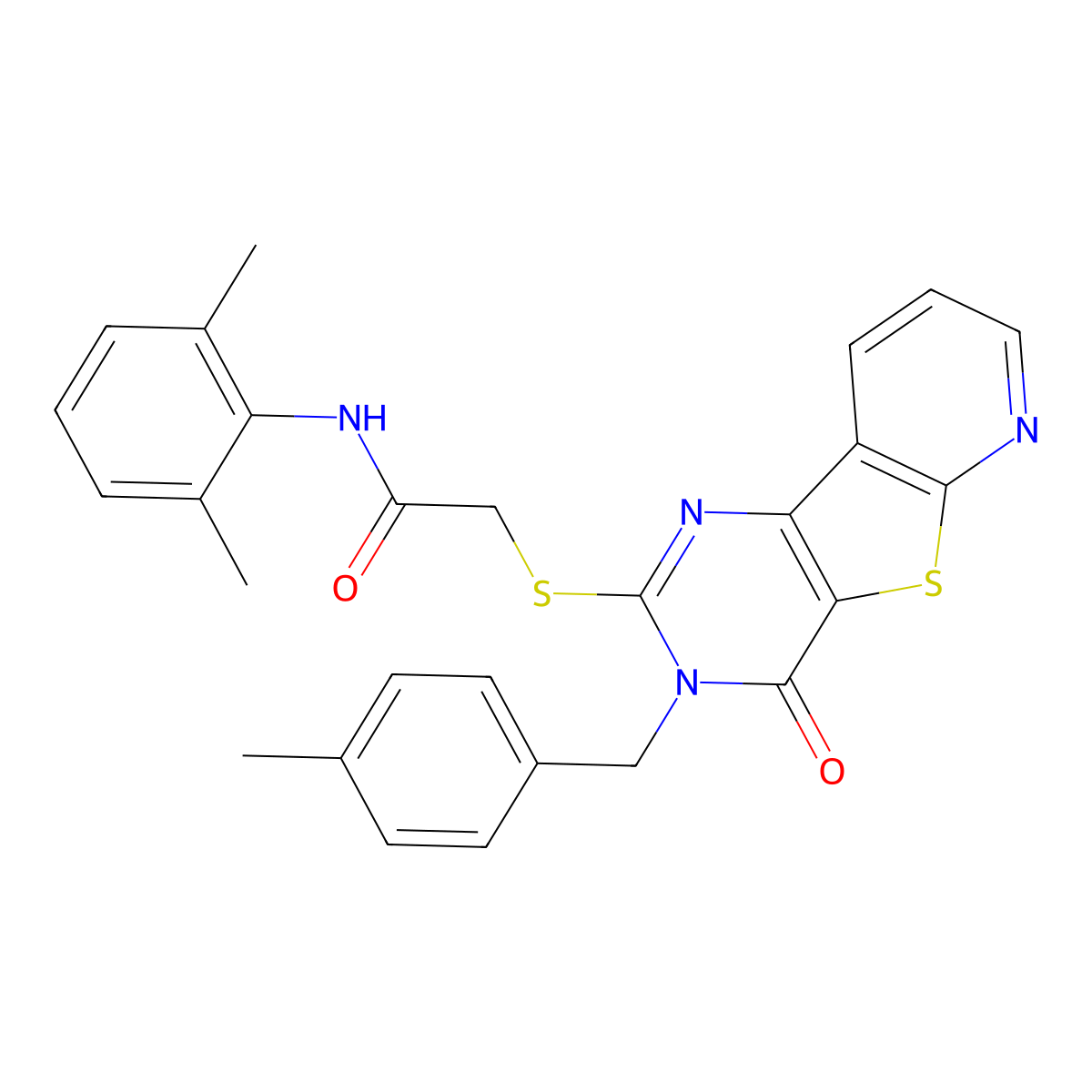 N-(2,6-dimethylphenyl)-2-({5-[(4-methylphenyl)methyl]-6-oxo-8-thia-3,5,10-triazatricyclo[7.4.0.0^{2,7}]trideca-1(9),2(7),3,10,12-pentaen-4-yl}sulfanyl)acetamide molecular structure, CAS 1223930-11-7