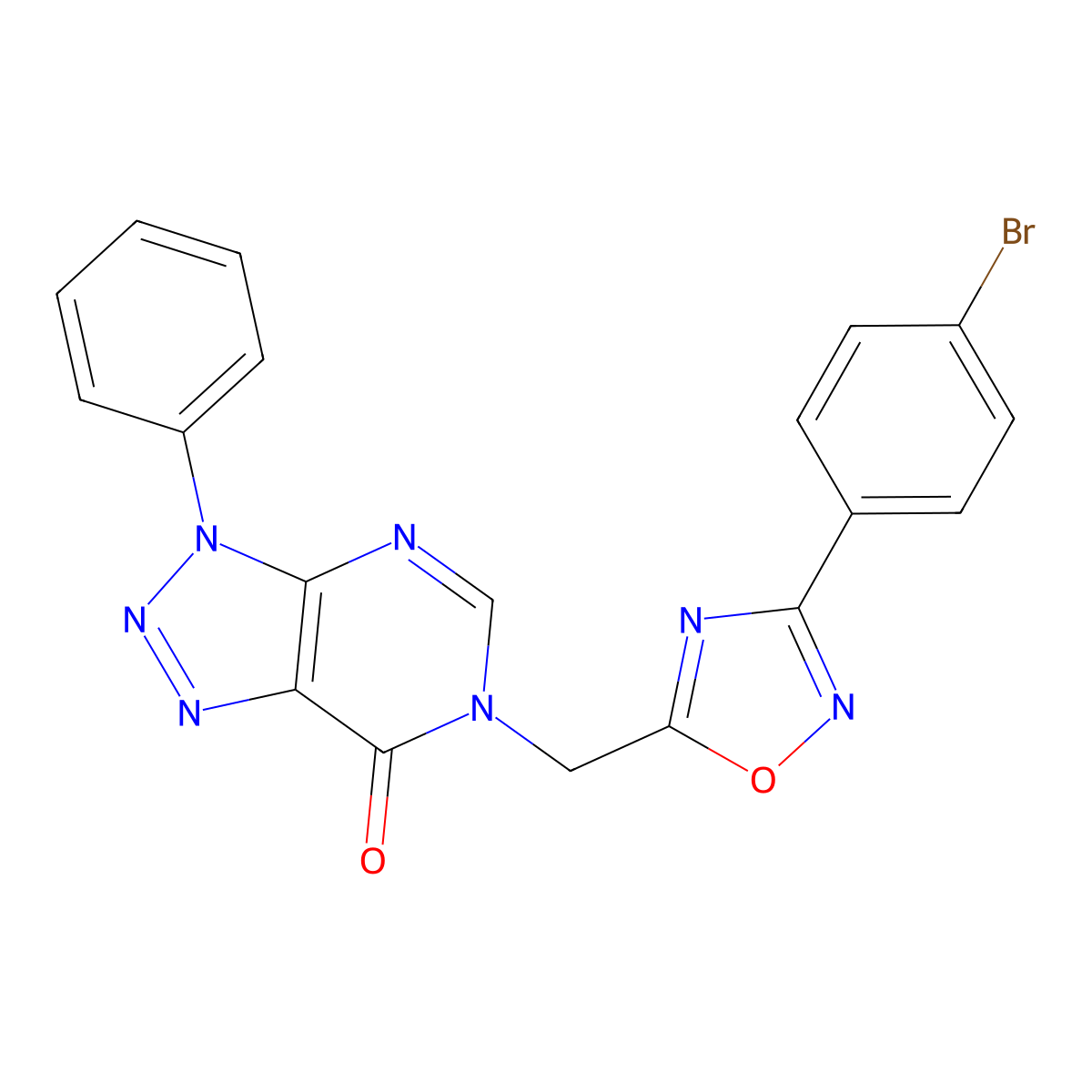 6-{[3-(4-bromophenyl)-1,2,4-oxadiazol-5-yl]methyl}-3-phenyl-3,6-dihydro-7H-[1,2,3]triazolo[4,5-d]pyrimidin-7-one molecular structure, CAS 1223930-89-9