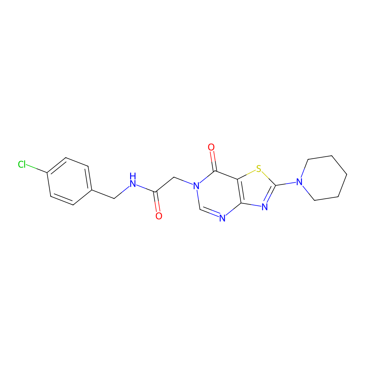 N-(4-chlorobenzyl)-2-[7-oxo-2-(piperidin-1-yl)[1,3]thiazolo[4,5-d]pyrimidin-6(7H)-yl]acetamide molecular structure, CAS 1223933-57-0
