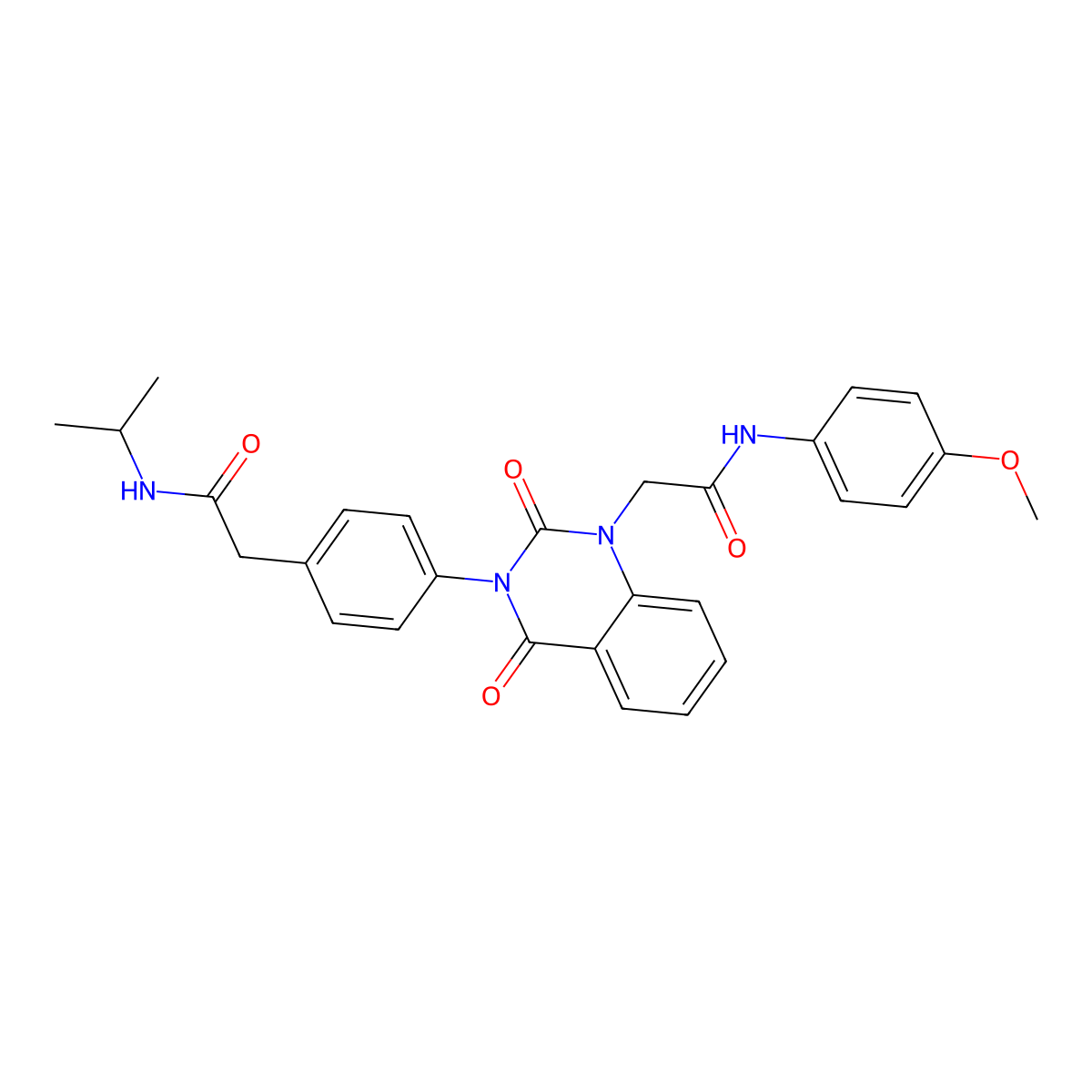 2-[4-(1-{[(4-methoxyphenyl)carbamoyl]methyl}-2,4-dioxo-1,2,3,4-tetrahydroquinazolin-3-yl)phenyl]-N-(propan-2-yl)acetamide molecular structure, CAS 1223935-20-3