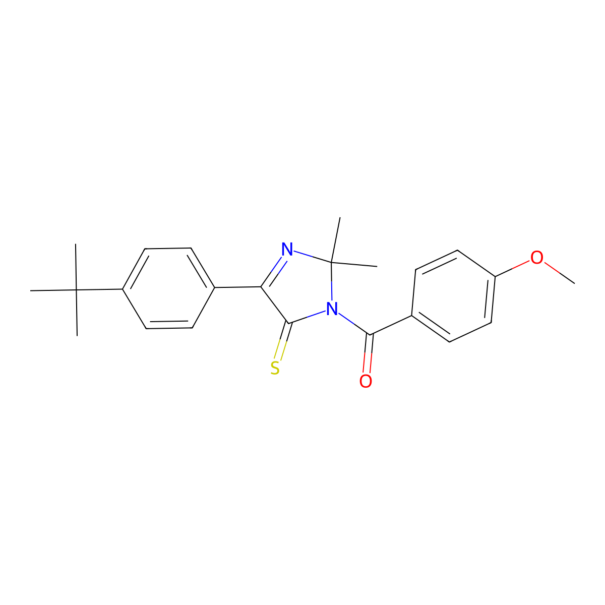 4-(4-tert-butylphenyl)-1-(4-methoxybenzoyl)-2,2-dimethyl-2,5-dihydro-1H-imidazole-5-thione molecular structure, CAS 1223935-26-9