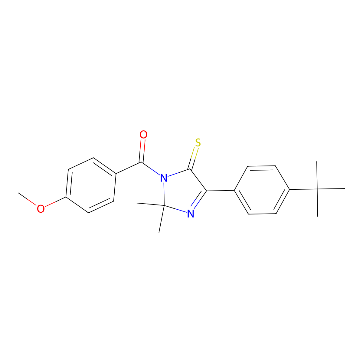 4-(4-tert-butylphenyl)-1-(4-methoxybenzoyl)-2,2-dimethyl-2,5-dihydro-1H-imidazole-5-thione molecular structure, CAS 1223935-26-9
