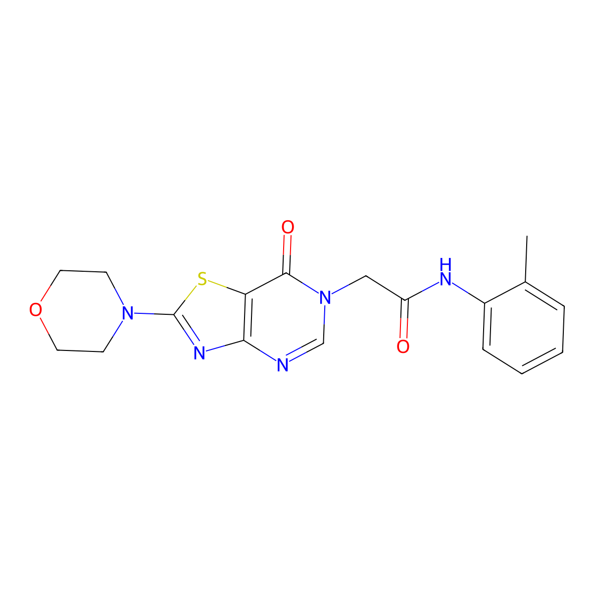 2-(2-morpholino-7-oxothiazolo[4,5-d]pyrimidin-6(7H)-yl)-N-(o-tolyl)acetamide molecular structure, CAS 1223936-08-0