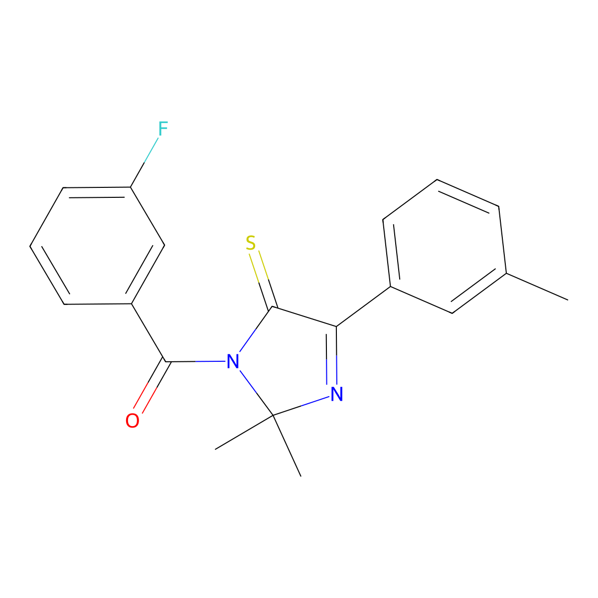 (2,2-dimethyl-5-thioxo-4-(m-tolyl)-2,5-dihydro-1H-imidazol-1-yl)(3-fluorophenyl)methanone molecular structure, CAS 1223937-30-1