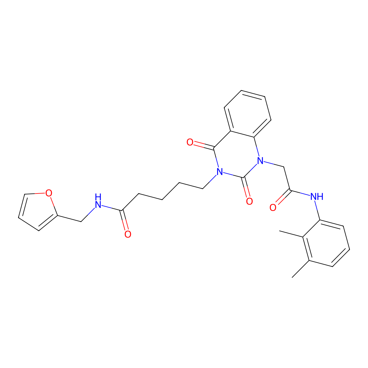 5-(1-(2-((2,3-dimethylphenyl)amino)-2-oxoethyl)-2,4-dioxo-1,2-dihydroquinazolin-3(4H)-yl)-N-(furan-2-ylmethyl)pentanamide molecular structure, CAS 1223937-44-7