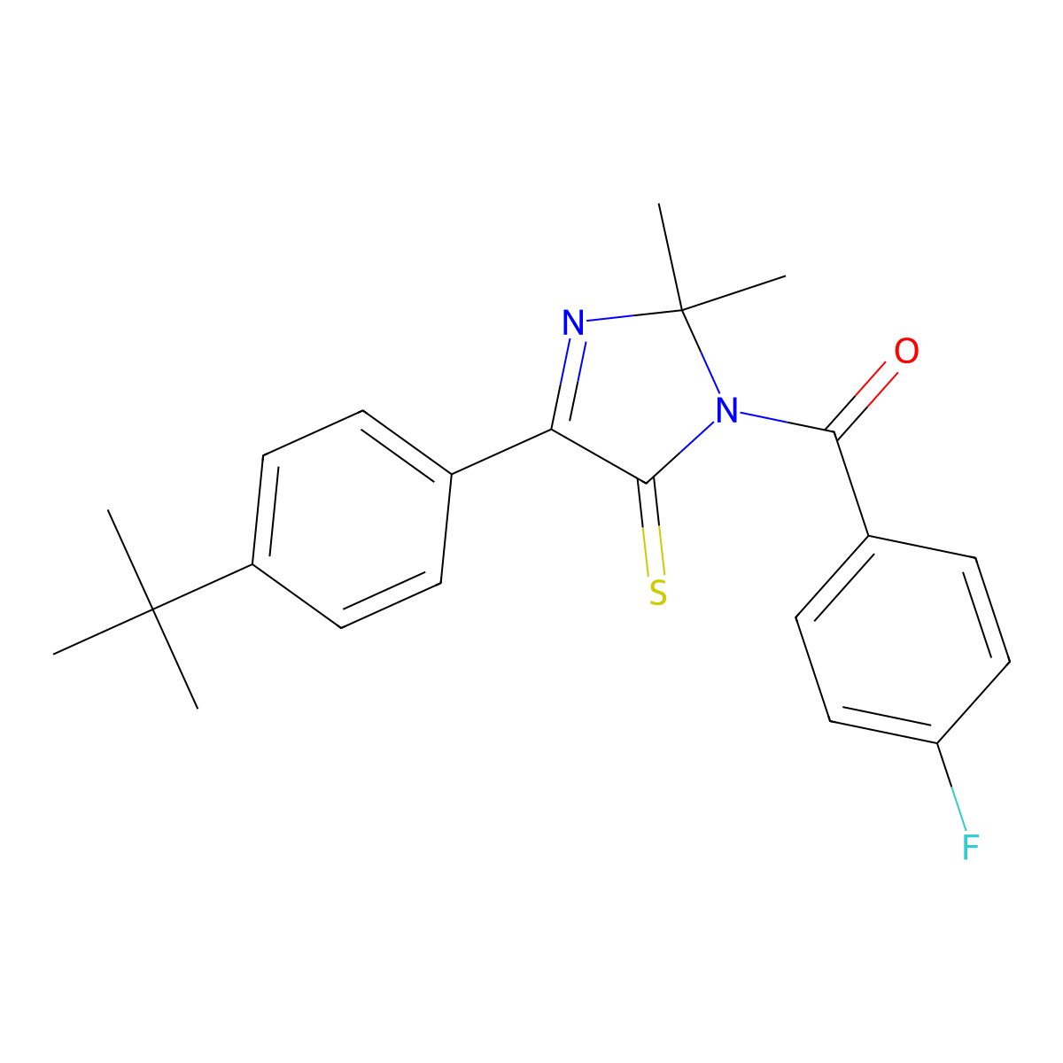 4-(4-tert-butylphenyl)-1-(4-fluorobenzoyl)-2,2-dimethyl-2,5-dihydro-1H-imidazole-5-thione molecular structure, CAS 1223938-12-2