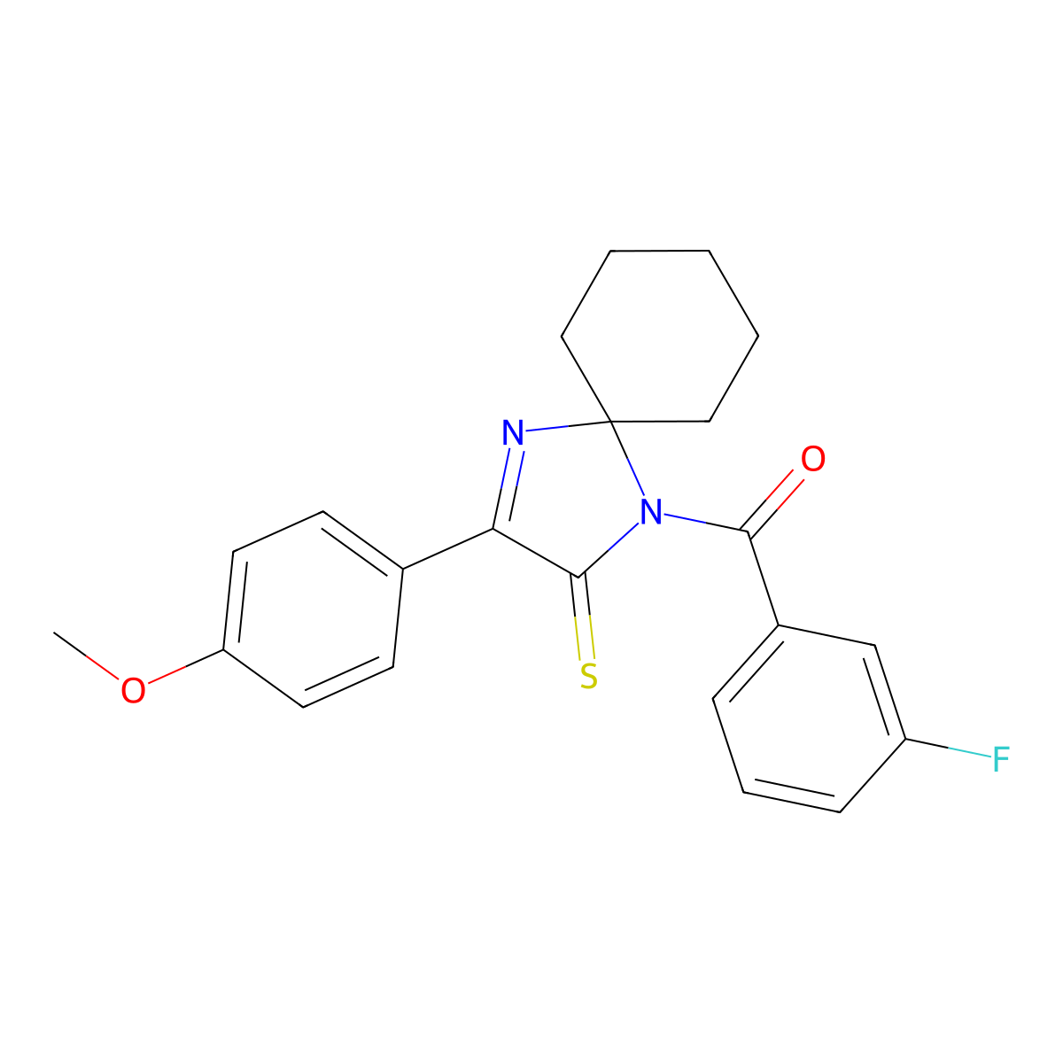 1-(3-Fluorobenzoyl)-3-(4-methoxyphenyl)-1,4-diazaspiro[4.5]dec-3-ene-2-thione molecular structure, CAS 1223938-93-9