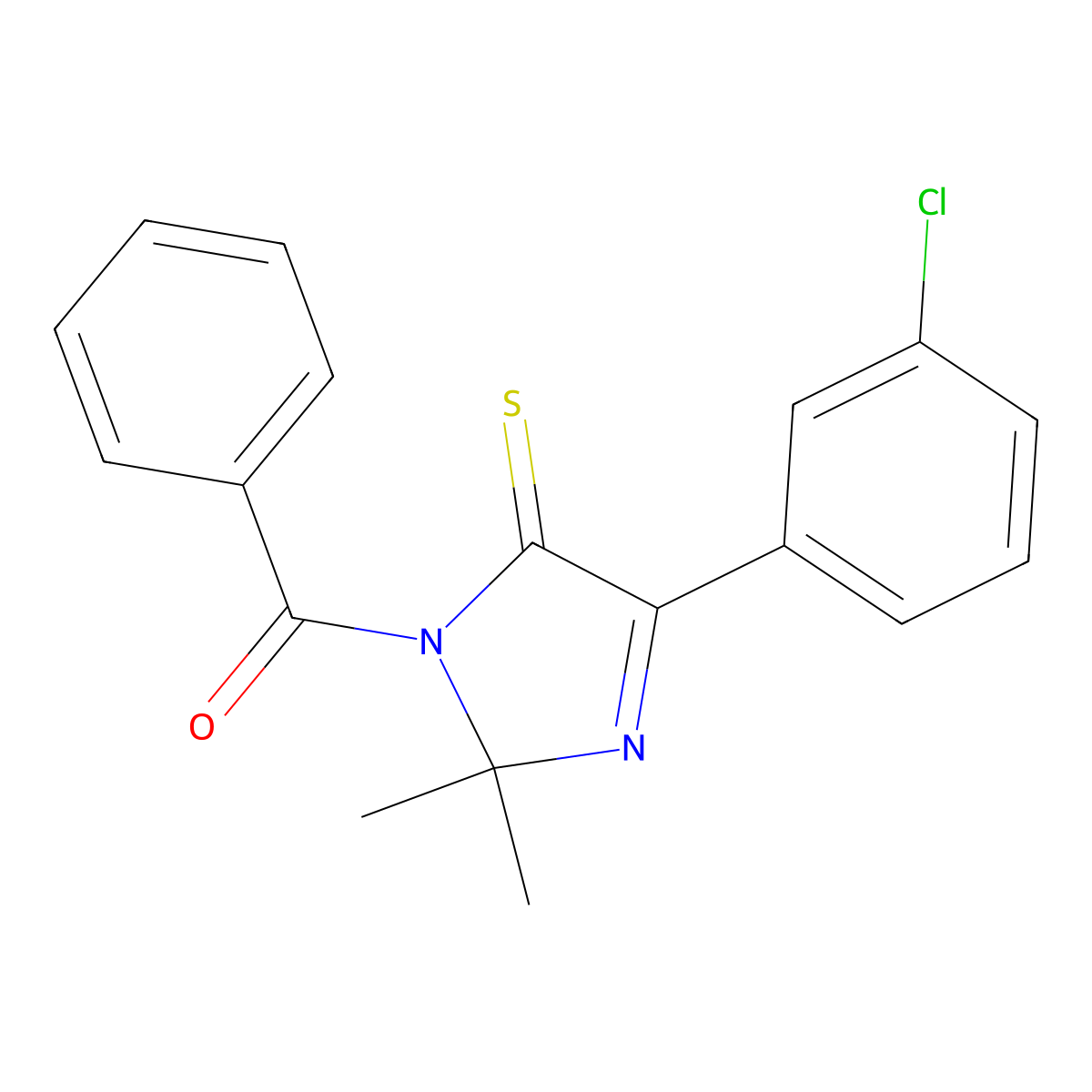 1-benzoyl-4-(3-chlorophenyl)-2,2-dimethyl-2,5-dihydro-1H-imidazole-5-thione molecular structure, CAS 1223939-20-5