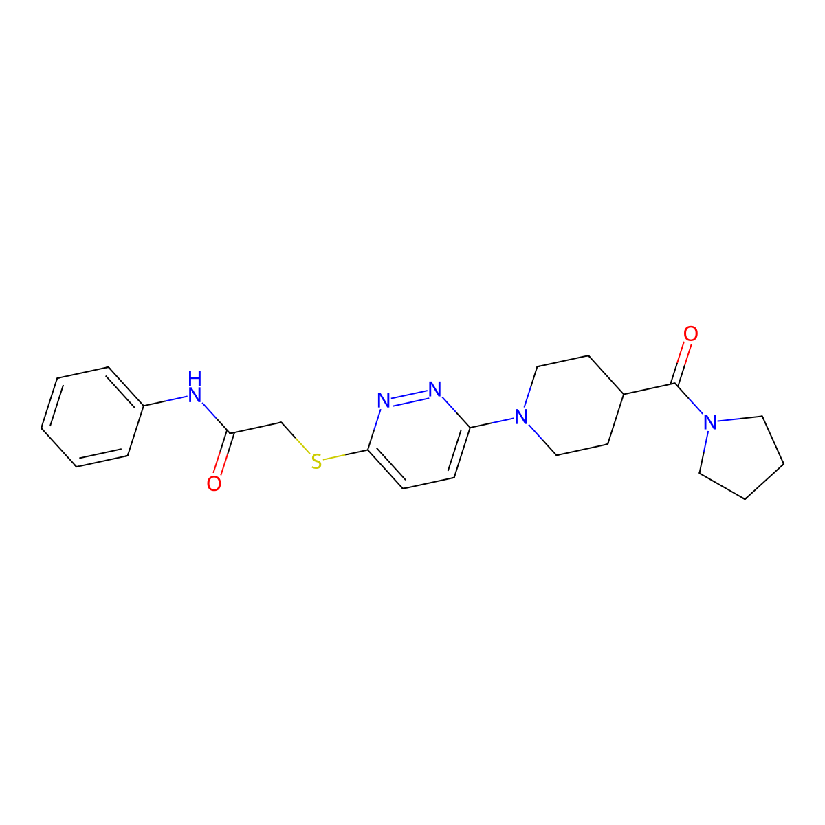 N-Phenyl-2-({6-[4-(pyrrolidine-1-carbonyl)piperidin-1-YL]pyridazin-3-YL}sulfanyl)acetamide molecular structure, CAS 1223939-82-9