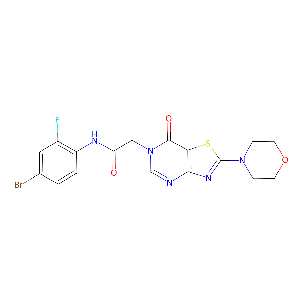 N-(4-bromo-2-fluorophenyl)-2-(2-morpholino-7-oxothiazolo[4,5-d]pyrimidin-6(7H)-yl)acetamide molecular structure, CAS 1223940-96-2
