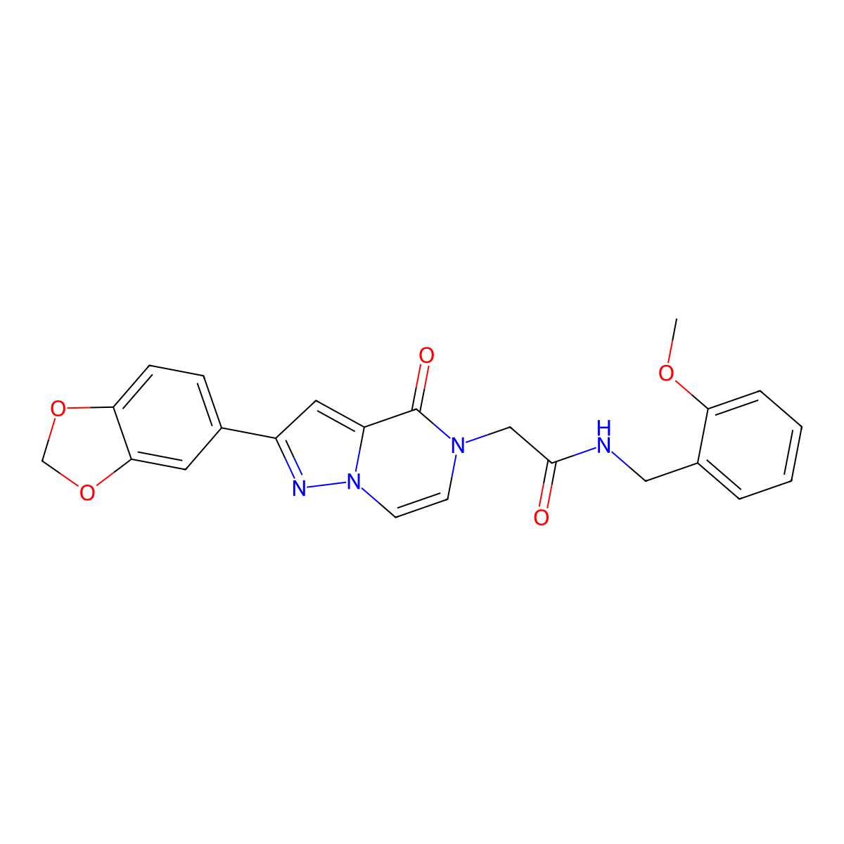 2-[2-(1,3-benzodioxol-5-yl)-4-oxopyrazolo[1,5-a]pyrazin-5(4H)-yl]-N-(2-methoxybenzyl)acetamide molecular structure, CAS 1223943-56-3