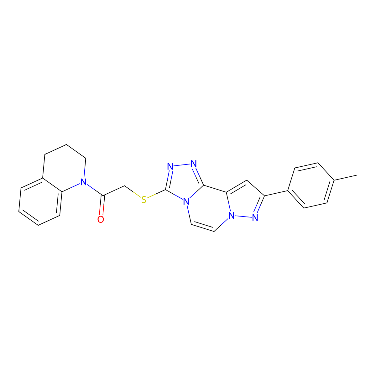 1-(3,4-dihydroquinolin-1(2H)-yl)-2-((9-(p-tolyl)pyrazolo[1,5-a][1,2,4]triazolo[3,4-c]pyrazin-3-yl)thio)ethanone molecular structure, CAS 1223945-39-8