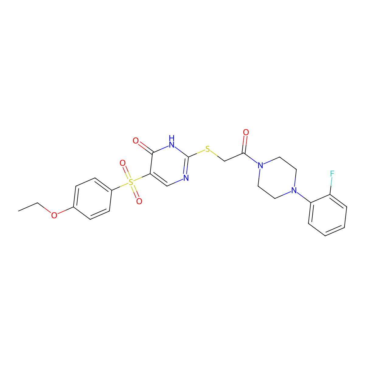 5-((4-ethoxyphenyl)sulfonyl)-2-((2-(4-(2-fluorophenyl)piperazin-1-yl)-2-oxoethyl)thio)pyrimidin-4(3H)-one molecular structure, CAS 1223948-02-4