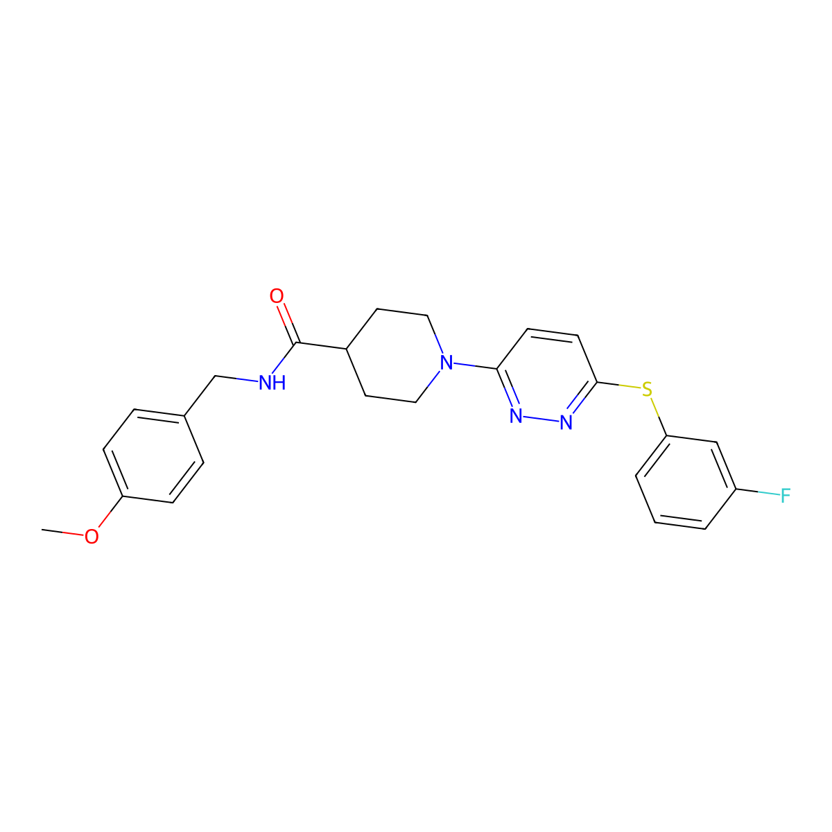 1-(6-((3-fluorophenyl)thio)pyridazin-3-yl)-N-(4-methoxybenzyl)piperidine-4-carboxamide molecular structure, CAS 1223948-62-6