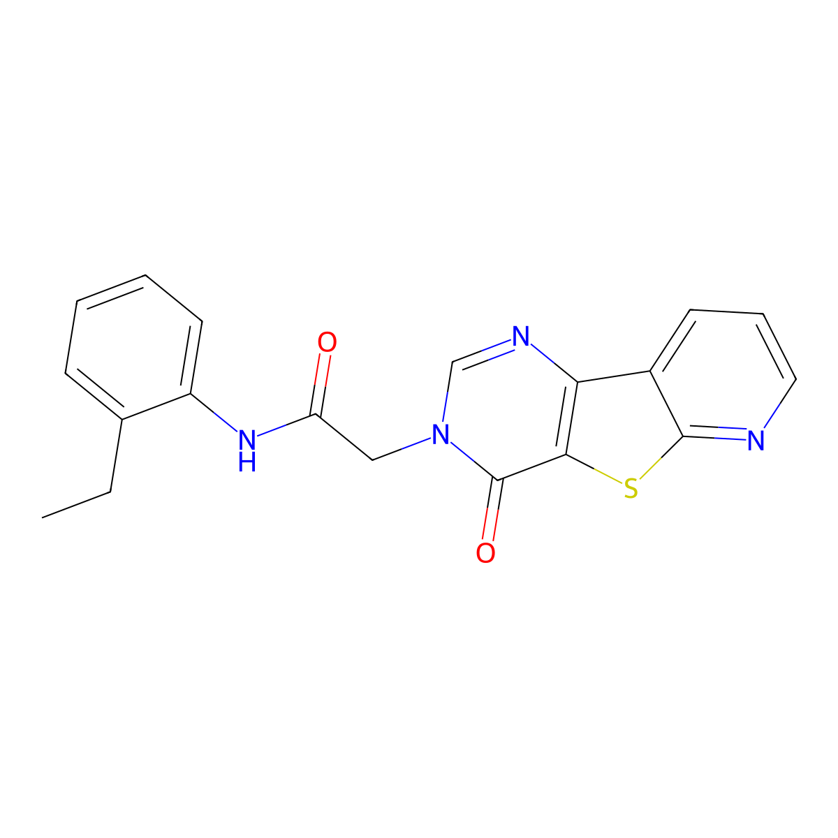 N-(2-ethylphenyl)-2-(4-oxopyrido[3',2':4,5]thieno[3,2-d]pyrimidin-3(4H)-yl)acetamide molecular structure, CAS 1223948-99-9