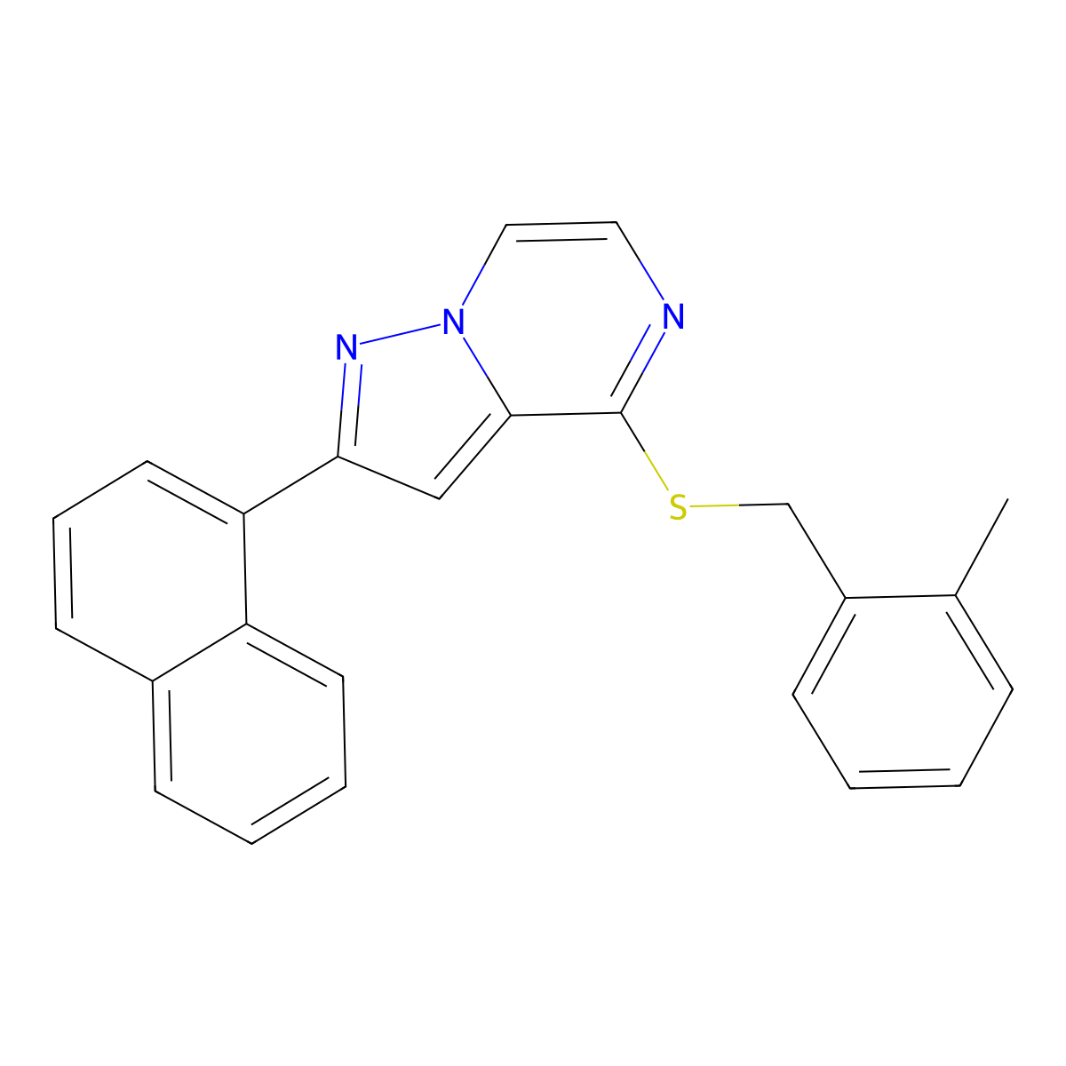 4-{[(2-Methylphenyl)methyl]sulfanyl}-2-(naphthalen-1-YL)pyrazolo[1,5-A]pyrazine molecular structure, CAS 1223949-95-8