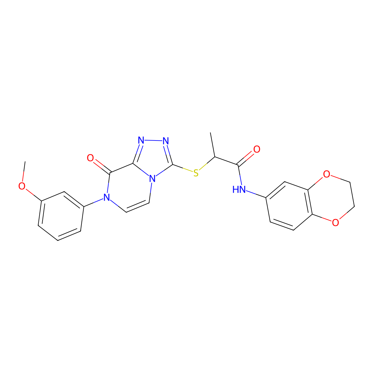 N-(2,3-dihydro-1,4-benzodioxin-6-yl)-2-{[7-(3-methoxyphenyl)-8-oxo-7,8-dihydro[1,2,4]triazolo[4,3-a]pyrazin-3-yl]thio}propanamide molecular structure, CAS 1223950-05-7