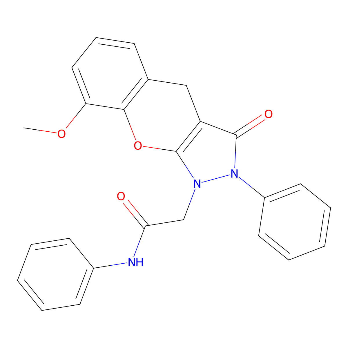 2-(8-methoxy-3-oxo-2-phenyl-2,3-dihydrochromeno[2,3-c]pyrazol-1(4H)-yl)-N-phenylacetamide molecular structure, CAS 1223950-28-4