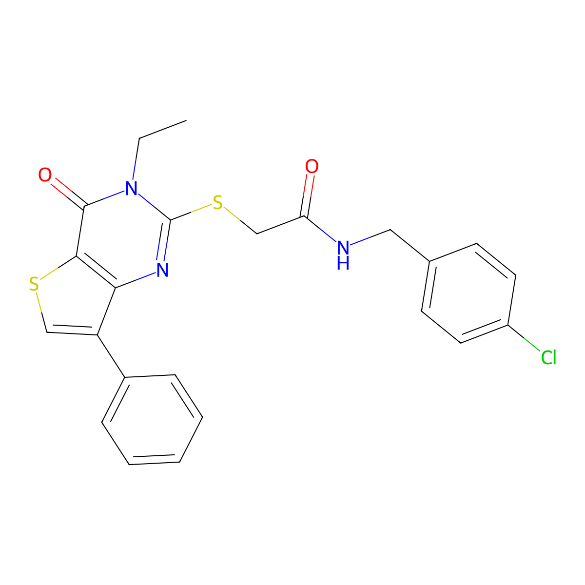 N-(4-chlorobenzyl)-2-[(3-ethyl-4-oxo-7-phenyl-3,4-dihydrothieno[3,2-d]pyrimidin-2-yl)thio]acetamide molecular structure, CAS 1223950-81-9